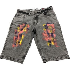 Black Pike Painted Gray Denim Jean Shorts